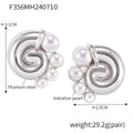 Swirl Stud Earrings With Imitation Pearl Clusters Metal view 7