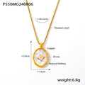 Oval Shell Pendant Necklace Snake Chain Gold Metal Layer Styles view 7