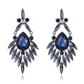 Blue Silver Tone Blue Marquise Feather Tassel Crystal Four Designs Metal Dangle Earrings view 7