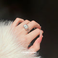 Square Watch Face Ring In Silver Tone Or Gold Tone With Crystal Halo view 3