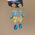 Colorful Crystal Floral Long Drop Earrings in Two Distinct Styles view 6