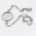 Stainless Steel Round Bezel Bracelets With Star Accent Chain view 3