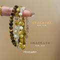 Mixed Tiger Eye Pattern Charm Stack Or Simple Round Bead Bracelet view 4