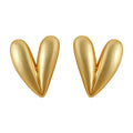 Gold Matte Brushed Finish Heart Stud Earrings Pair view 5