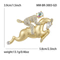 Crystal Rider on Leaping Horse Brooch in Two Metal Tones view 6