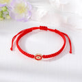 Red Woven Cord Oval Evil Eye Adjustable Bracelets in Six Colors view 8