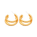 Triple Layer Curved Hoop Earrings in Gold Tone Statement Jewelry view 5
