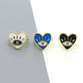 Gold Tone Heart Multicolor Crystal Evil Eye Adjustable Rings in Three Colors view 1