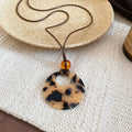 Mottled Round Resin Pendant Cord Statement Necklace view 7