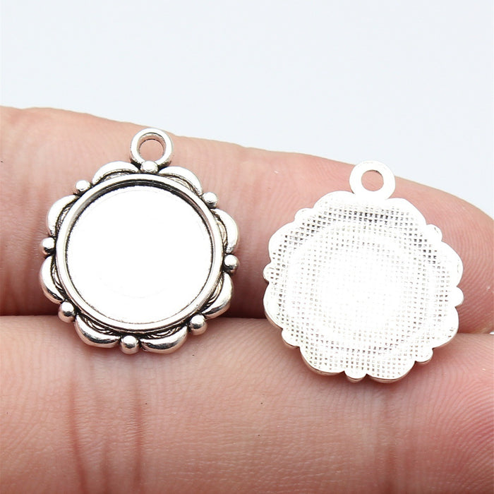 Round Cabochon Settings with Loop in Two Antique Finishes