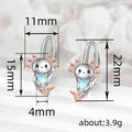 Silver Tone Axolotl Hoop Earrings With Pink And Blue Details view 4