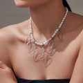 Shell Bead Necklace Five Open Heart Stainless Steel Pendants view 4