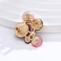 Red Gold Tone Flower Geometric Metal Brooch Pin for Jackets and Lapels view 4
