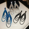 Layered Chain Teardrop Dangle Stud Earrings with Polished Metal Details view 1