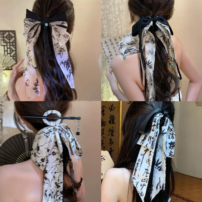 Five Mixed Printed Bow Hair Claw Barrette And Flower Clip Designs