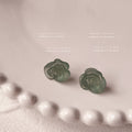 Frosted Acrylic Rose Flower Stud Earrings Three Color Ways view 6