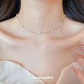 Delicate Gold Tone Necklace with Small Pastel Beads view 1
