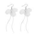 White Petal Flower Gold and Silver Threader Earrings view 5