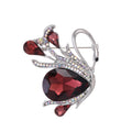 Red Silver Tone Swan Crystal Three Designs Metal Brooch Pin view 1