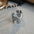 Engraved Butterfly Open Band Ring in Silver Tone or Gold Tone view 3