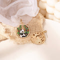 Panda in Bamboo Circle Silver Tone Dangle Stud Earrings view 4