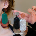 Layered Oval Resin Drop Earrings in Four Colorways view 1