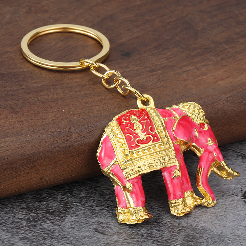 3D Battle Elephant Enamel Metal Car Keychain Gift Pendant