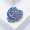 Pave Crystal Heart Brooch in Red or Blue With Domed Gold Tone Setting view 4