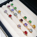 Cushion Cut Multicolor Open Rings Eight-Piece Gold Silver view 3