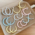 Pastel Wide C Shape Hoop Stud Earrings In Two Sizes view 1