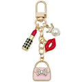 Pink White Red and Black Fashion Charm Keychains with Metal Hardware view 5