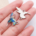 Painted Enamel Zinc Alloy Hummingbird Bird Connector Charms for Bracelet Necklace Making