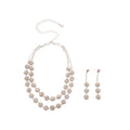 Silver Double Layer Rhinestone Flower Necklace Earrings Set view 5
