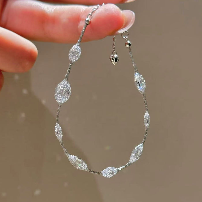Silver Mesh Oval Crystal Bracelet Six Color Options