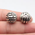 18x18x18mm 6.3g Antique Silver Zinc Alloy Wave Pattern Round Loose Metal Beads for DIY Jewelry Making