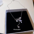 Safety Pin Star Tassel Pendant Necklace with Metal Settings view 2
