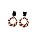 Black Square And Striped Circle Drop Earrings Jewelry Design view 5
