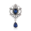 Blue Silver Tone Flower Crystal Two Designs Metal Brooch Pin view 6