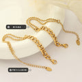 Curb Link Double Seed Bead Layer Bracelet Gold Steel view 2