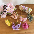 Fabric Flower Gold Fork Hair Stick Pins Six Colors view 4