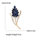 Navy Crystal Wheat Stem Brooch in Gold or Silver Tone view 4