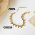 Gold Tone Curb Bracelet With Ball Bead Dangles Lobster Clasp view 2