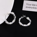 Silver Tone Irregular Clear Look Open C Hoop Earrings view 1