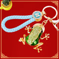 Jeweled Coin Frog Keychains with Fortune Cord and Loose Loop Options view 2