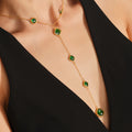 Gold Czech Glass Y-Lariat Necklace Six Stone Colors view 4