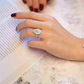 Pear Double Halo Clear Stone Ring White Gold Tone Sizes 6-10 view 3