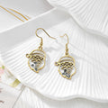 Gold Tone Santa Pressed Flower Drop Earrings in Seven Designs view 8