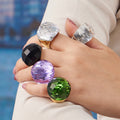 Oversized Faceted Glass Stone Ring in Four Colors and Three Sizes view 3