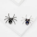 Silver Tone Crystal Spider Brooch in Black and Blue view 1