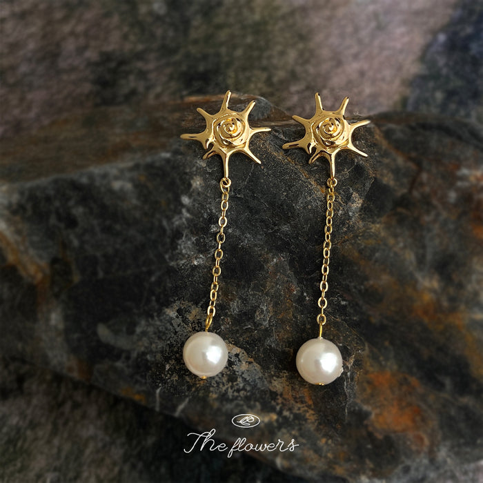 Gold-Tone Seashell Pearl Drop Earrings Stud Clip Styles